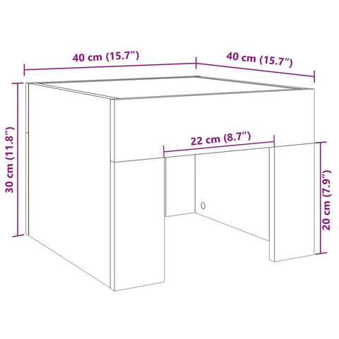 vidaXL Nachttisch mit Infinity-LED Weiß 40x40x30 cm