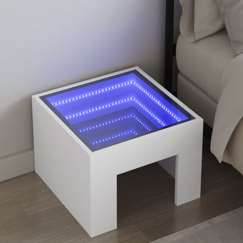 vidaXL Nachttisch mit Infinity-LED Weiß 40x40x30 cm