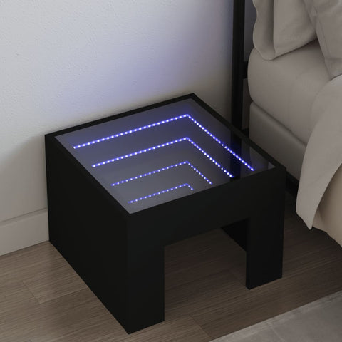 vidaXL Nachttisch mit Infinity-LED Schwarz 40x40x30 cm