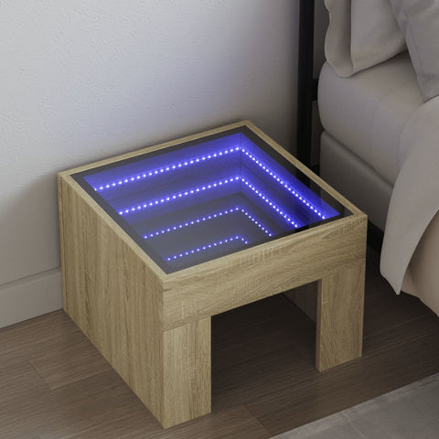 vidaXL Nachttisch mit Infinity-LED Sonoma-Eiche 40x40x30 cm