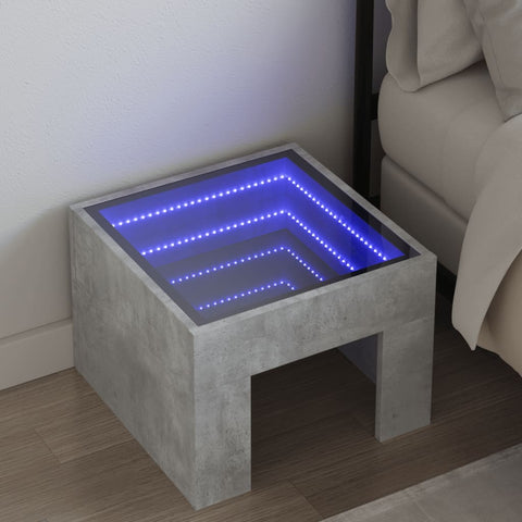 vidaXL Nachttisch mit Infinity-LED Betongrau 40x40x30 cm