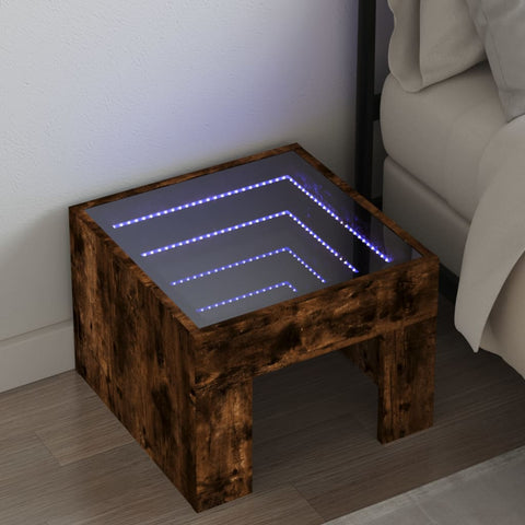 vidaXL Nachttisch mit Infinity-LED Räuchereiche 40x40x30 cm