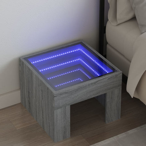 vidaXL Nachttisch mit Infinity-LED Grau Sonoma 40x40x30 cm