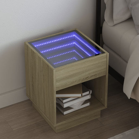 vidaXL Nachttisch mit Infinity-LED Sonoma-Eiche 40x40x50 cm