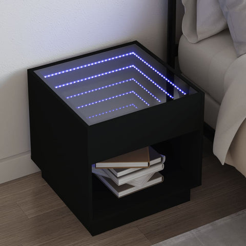 vidaXL Nachttisch mit Infinity-LED Schwarz 50x50x50 cm