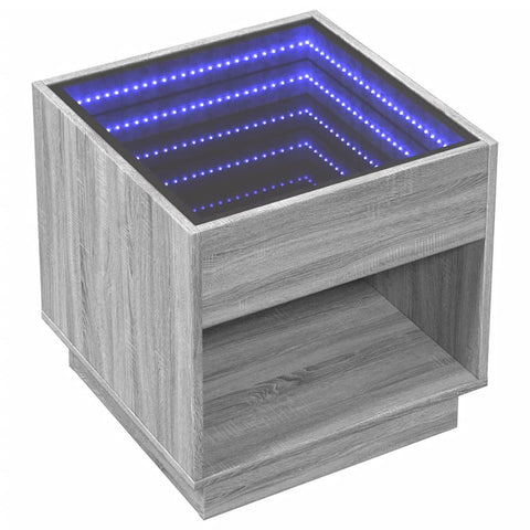 vidaXL Nachttisch mit Infinity-LED Grau Sonoma 50x50x50 cm