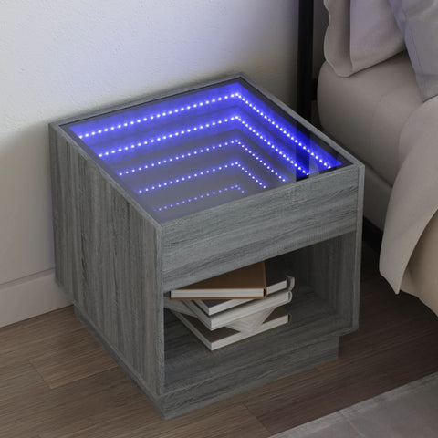 vidaXL Nachttisch mit Infinity-LED Grau Sonoma 50x50x50 cm