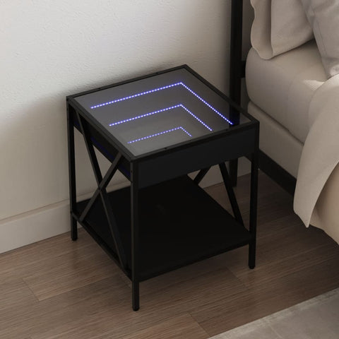 vidaXL Nachttisch mit Infinity-LED Schwarz 40x40x49 cm