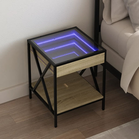 vidaXL Nachttisch mit Infinity-LED Sonoma-Eiche 40x40x49 cm