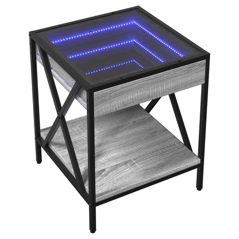 vidaXL Nachttisch mit Infinity-LED Grau Sonoma 40x40x49 cm