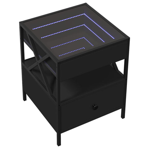 vidaXL Nachttisch mit Infinity-LED Schwarz 40x40x51 cm