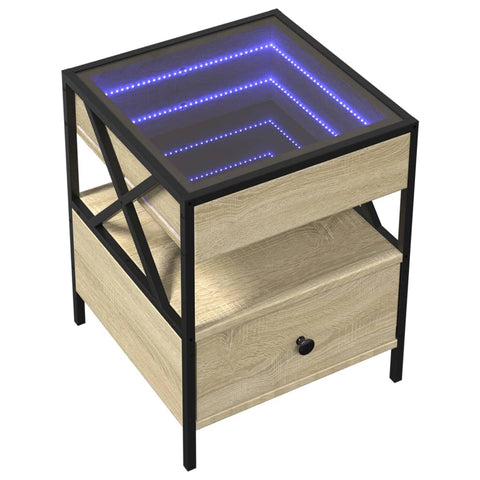 vidaXL Nachttisch mit Infinity-LED Sonoma-Eiche 40x40x51 cm