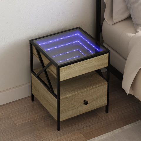 vidaXL Nachttisch mit Infinity-LED Sonoma-Eiche 40x40x51 cm