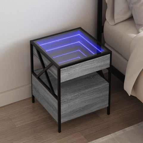 vidaXL Nachttisch mit Infinity-LED Grau Sonoma 40x40x51 cm