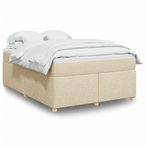 Boxspringbett mit Matratze Creme 140x190 cm Stoff