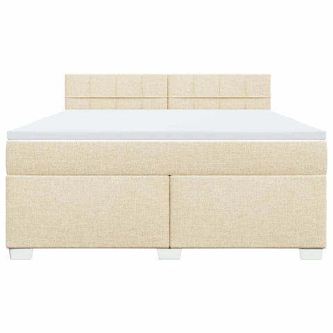 Boxspringbett mit Matratze Creme 180x200 cm Stoff