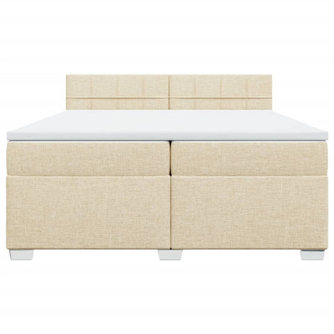 vidaXL Boxspringbett mit Matratze Creme 200x200 cm Stoff