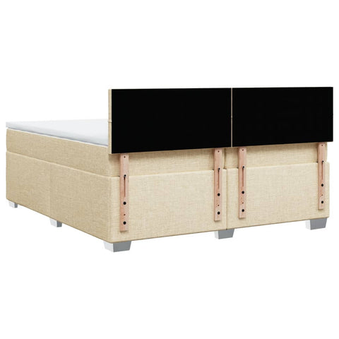 vidaXL Boxspringbett mit Matratze Creme 200x200 cm Stoff