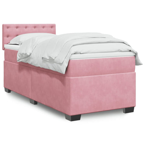 Boxspringbett mit Matratze Rosa 90x190 cm Samt