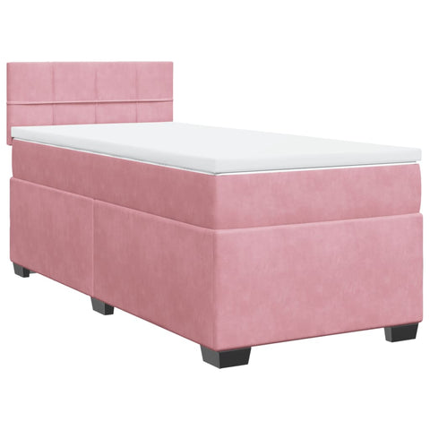 vidaXL Boxspringbett mit Matratze Rosa 90x190 cm Samt