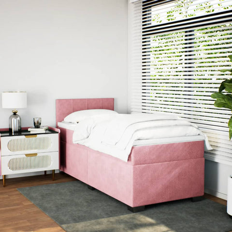 vidaXL Boxspringbett mit Matratze Rosa 90x190 cm Samt