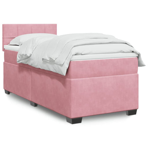 vidaXL Boxspringbett mit Matratze Rosa 90x190 cm Samt