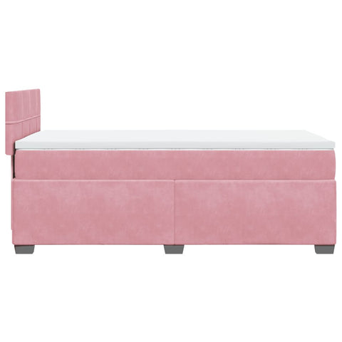 vidaXL Boxspringbett mit Matratze Rosa 90x200 cm Samt