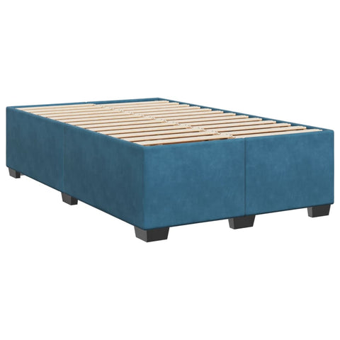 vidaXL Boxspringbett mit Matratze Dunkelblau 120x200 cm Samt