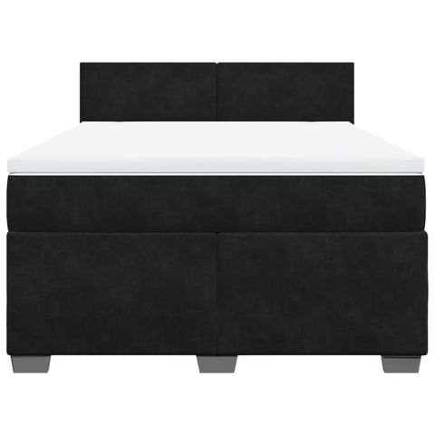 Boxspringbett mit Matratze Schwarz 140x190 cm Samt