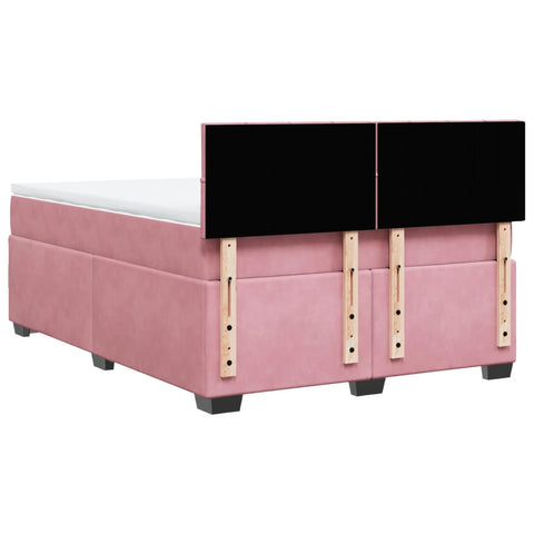 Boxspringbett mit Matratze Rosa 140x190 cm Samt