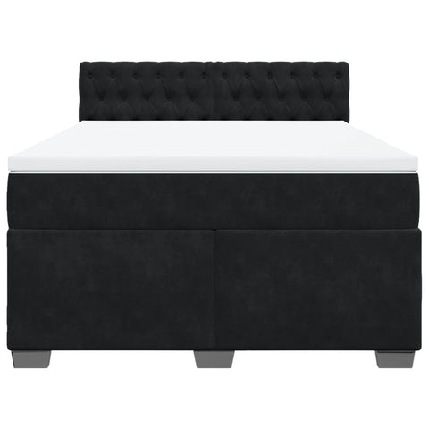 Boxspringbett mit Matratze Schwarz 140x200 cm Samt