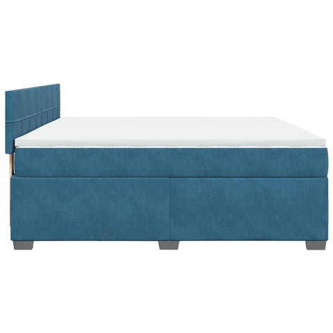 Boxspringbett mit Matratze Blau 180x200 cm Samt