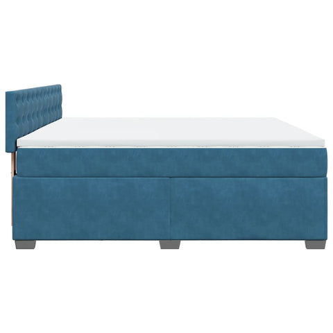 vidaXL Boxspringbett mit Matratze Blau 180x200 cm Samt