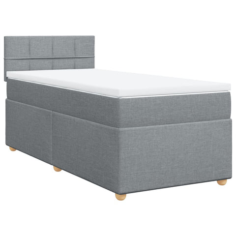 Boxspringbett mit Matratze Hellgrau 90x190 cm Stoff