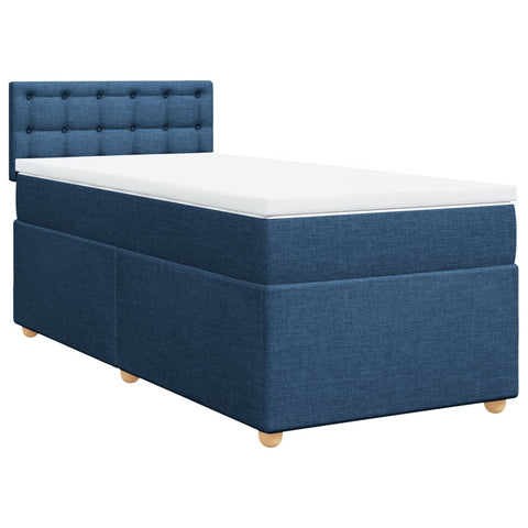 Boxspringbett mit Matratze Blau 100x200 cm Stoff