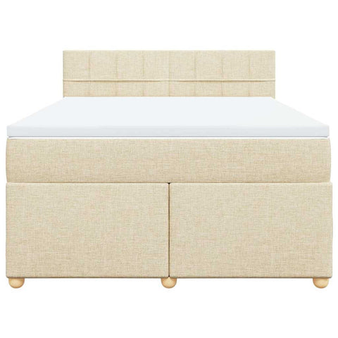 Boxspringbett mit Matratze Creme 140x190 cm Stoff