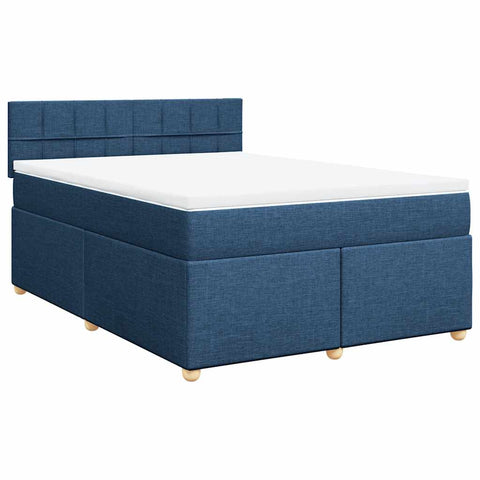 Boxspringbett mit Matratze Blau 140x190 cm Stoff