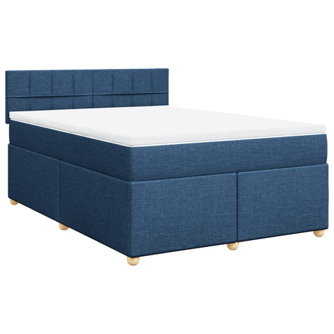 Boxspringbett mit Matratze Blau 140x200 cm Stoff