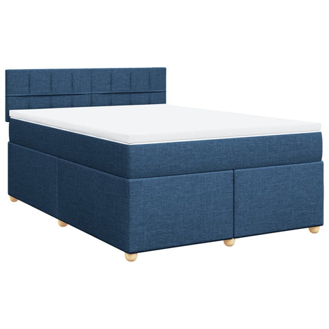 Boxspringbett mit Matratze Blau 160x200 cm Stoff