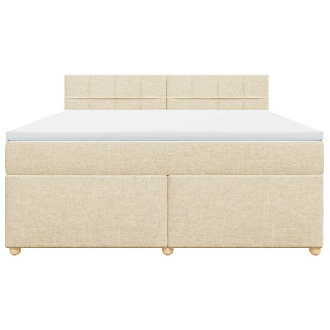 Boxspringbett mit Matratze Creme 180x200 cm Stoff