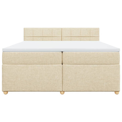 vidaXL Boxspringbett mit Matratze Creme 200x200 cm Stoff