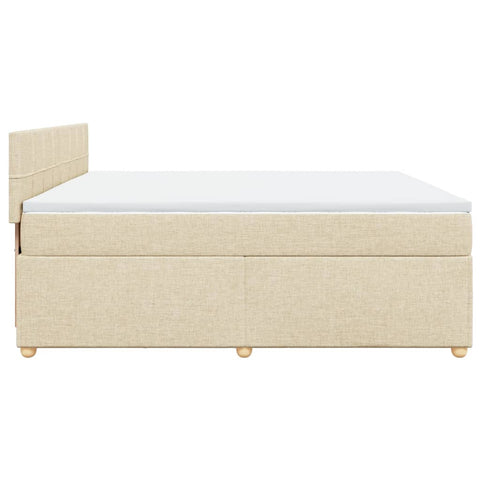 vidaXL Boxspringbett mit Matratze Creme 200x200 cm Stoff