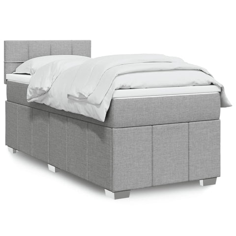 Boxspringbett mit Matratze Hellgrau 90x190 cm Stoff