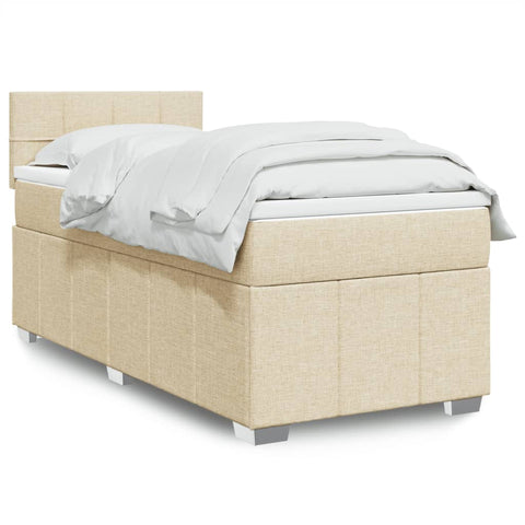 Boxspringbett mit Matratze Creme 90x190 cm Stoff