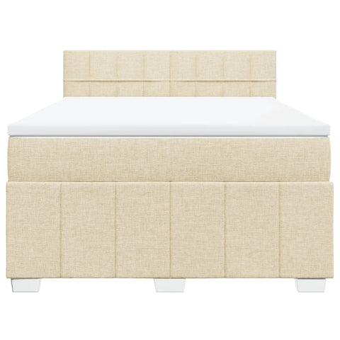 Boxspringbett mit Matratze Creme 160x200 cm Stoff