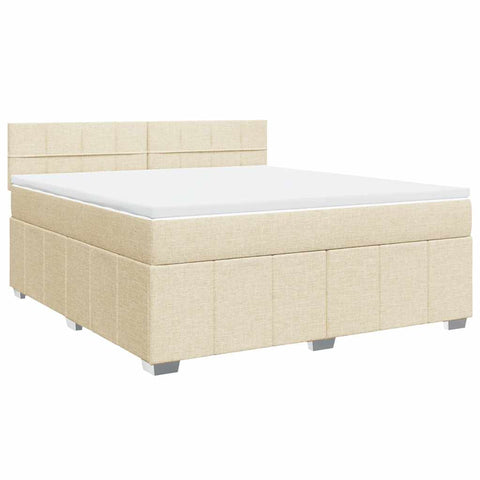 Boxspringbett mit Matratze Creme 180x200 cm Stoff