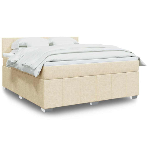 Boxspringbett mit Matratze Creme 180x200 cm Stoff