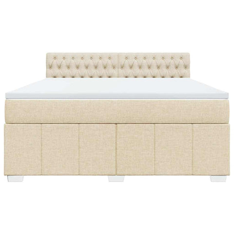 Boxspringbett mit Matratze Creme 180x200 cm Stoff