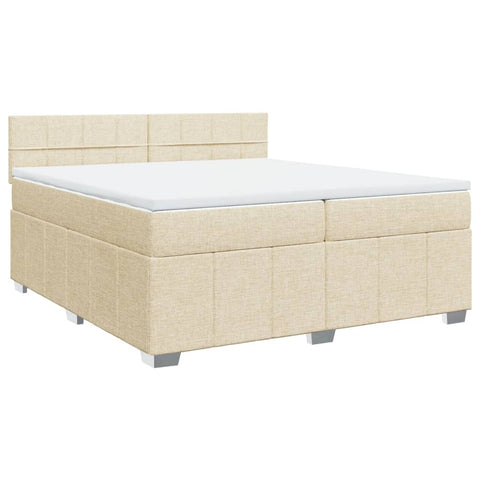 vidaXL Boxspringbett mit Matratze Creme 200x200 cm Stoff