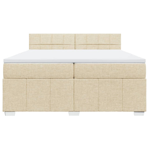 vidaXL Boxspringbett mit Matratze Creme 200x200 cm Stoff